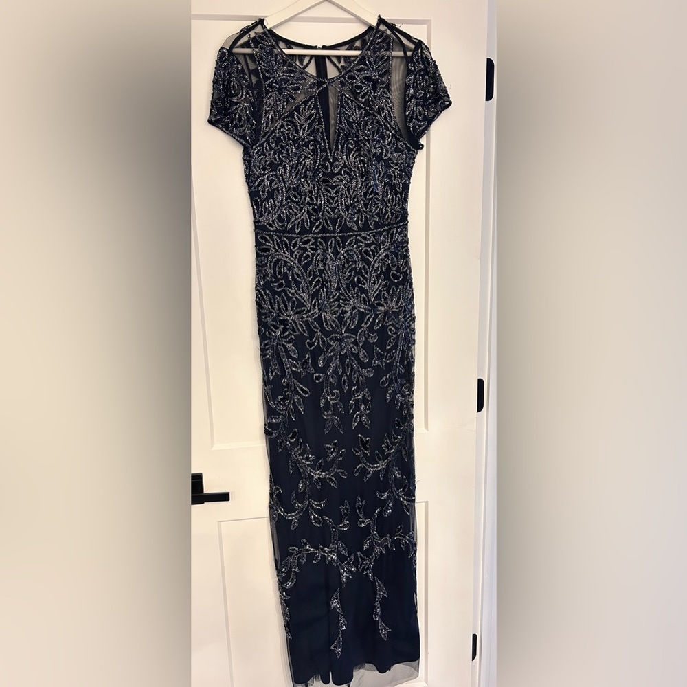 Elegant Navy Blue Embellished Dress